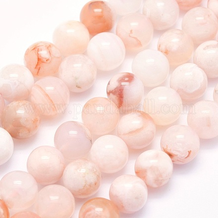 Natural Cherry Blossom Agate Beads Strands G-O166-02-10mm-1