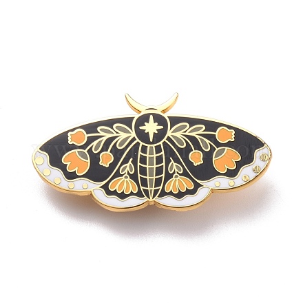 Pin de esmalte de mariposa con flor JEWB-I016-10G-1