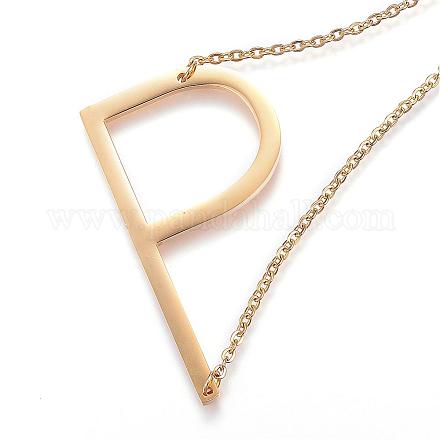 304 Stainless Steel Initial Letter Pendant Necklaces NJEW-G269-01G-P-1