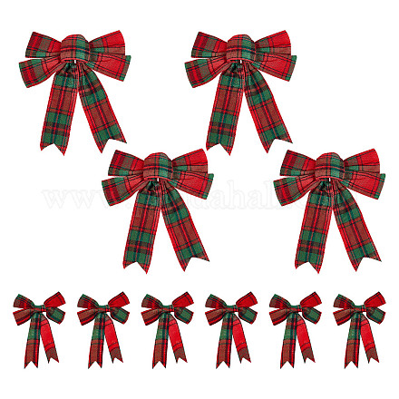 CHGCRAFT 10Pcs 2 Style Christmas Bows Decorations Wreath Bow Burlap Bownot Decorative for Clothes Hats Tree Topper Wedding Birthday Party Decor AJEW-CA0002-64-1