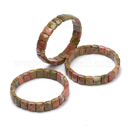 Bracelets extensibles de pierres précieuses naturelles unakite BJEW-F406-B03-1