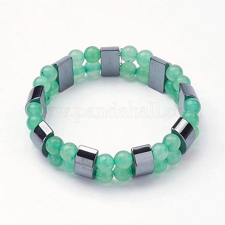 Bracelets extensibles en aventurine vert naturel BJEW-JB02837-04-1