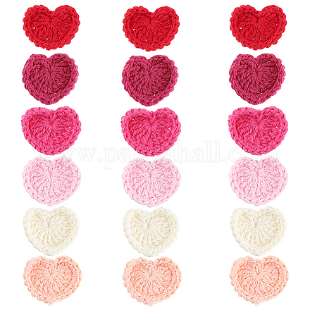 Fingerinspire 18 pièce d'appliques en forme de cœur au crochet en coton AJEW-FG0002-47-1