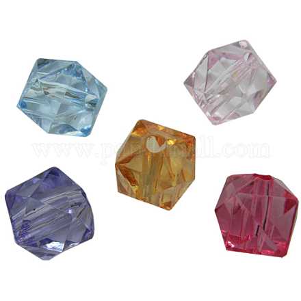 Mix Transparent Acrylic Cube Beads X-PL702M-1