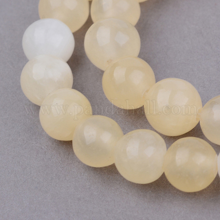 Chapelets de perles en jade jaune naturel X-G-Q462-8mm-36-1