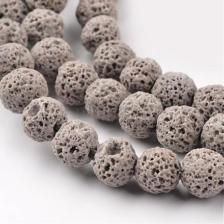 Brins de perles rondes en pierre de lave synthétique G-I124-10mm-13-1