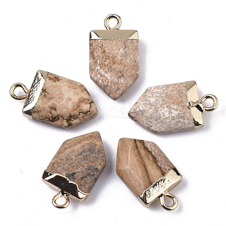 Natural Picture Jasper Pointed Pendants G-N326-34I-1