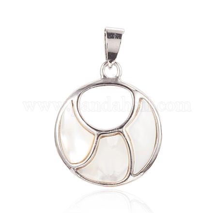 Natural White Shell Mother of Pearl Shell Pendants SSHEL-J004-04A-1
