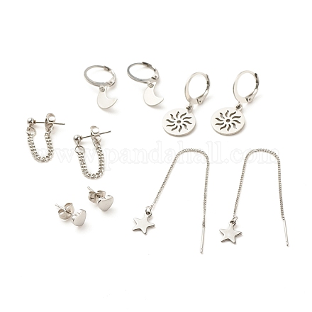 Set di orecchini in acciaio inossidabile 5pz 5 stile 201 e 304 EJEW-JE04939-1