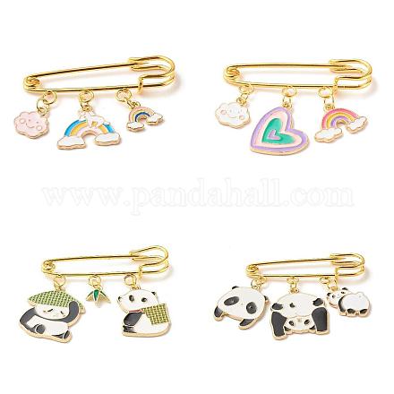 4Pcs 4 Style Rainbow & Panda Charm Enamel Brooch Pin JEWB-SZ0001-53-1