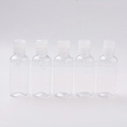 プラスチック製の詰め替え可能なボトル  ネジ蓋付き  透明  10.4x3.6cm  容量：70ml（2.36液量オンス） AJEW-XCP0001-16-1