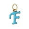 304 Stainless Steel Enamel Charms, with Jump Ring, Ion Plating(IP), Golden, Letter F, 12x8.5x1mm, jump ring: 6x0.8mm, 4.5mm inner diameter