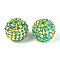 Saint Patrick's Day Theme Round Resin Rhinestone Beads, for DIY Beadable Pens, Keychains and Jewelry Crafts, with Acrylic Beads Inside, Lime Green, 19.5~20x18~19mm, Hole: 2.8mm