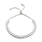 Brass Pave Clear Cubic Zirconia Square Box Chain Slider Bracelets, Nickle Free, Long-Lasting Plated, Platinum, 10-1/2 inch(26.8cm)