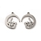 Non-Tarnish 304 Stainless Steel Pendants, Moon with Lover and Tower Charms, Stainless Steel Color, 16x14x1.4mm, Hole: 1.4mm
