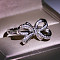 Bowknot Alloy with Crystal Rhinestone Finger Rings for Women, Platinum, US Size 8(18.1mm)