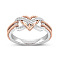Heart & Infinity Alloy with Crystal Rhinestone Finger Rings for Women, Rose Gold, US Size 5(15.7mm)