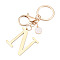Stainless Steel Keychains, Golden, with Lobster Claw Clasps, Letter N, 97mm