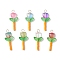 Glass Pendants, Flower, with 304 Stainless Steel Flat Head Pins and Seed Beads, Mixed Colors, Golden, 32.5x14x4.5mm, Hole: 3mm