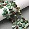 Natural Chrysoprase Beads Strands, Nuggets, Top Drilled, Tumbled Stone, with Seed Beads , 9.5~20x4~9x4.5~6mm, Hole: 1mm, about 49~60pcs/strand, 14.96''~16.14''(38~41cm)