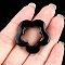 Natural Obsidian Hollow Flower Pendants, Plum Blossom Flower Charms, 30mm