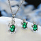 Tortoise Alloy Rhinestone & Glass Pendant Necklaces & Stud Earrings Sets, Platinum, Green, 450mm