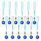 12Pcs Transparent Glass Pendant Decorations, with Evil Eye Alloy Enamel Connector Charm, Blue, 110mm