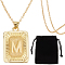 Beebeecraft 1 Box 1Pc 18K Gold Plated Brass Initial Letters M Necklaces with Rectangle Velvet Pouches for Men Women