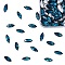 Pointed Back Glass Rhinestone Cabochons, Back Plated, Faceted, Horse Eye, Capri Blue, 7.4x7.2x1.7cm, 100pcs/box