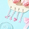 4Pcs October Breast Cancer Pink Awareness Ribbon Alloy Enamel Pendant Decoration, with Natural Rose Quartz Chips, Platinum, 77~84mm, Pendant: 18~23mm
