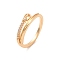 Brass Micro Pave Cubic Zirconia Open Cuff Rings, Light Gold, Inner Diameter: 15.5mm