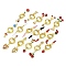 Brass Micro Pave Cubic Zirconia Spring Gate Rings, with Enamel, Long-Lasting Plated, Lead Free & Cadmium Free, Rack Plating, Strawberry & Cherry & Mushroom & Pepper, Real 18K Gold Plated, 58~69mm