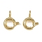 Brass Spring Ring Clasps, Long-Lasting Plated, Cadmium Free & Lead Free, Real 18K Gold Plated, 9x7x3mm, Hole: 1.8mm