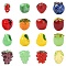 16Pcs 16 Styles Handmade Lampwork Beads, Fruits, Mixed Color, 10~15x8~16.5x8~16.5mm, Hole: 1.2~2mm, 1pc/style