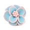3D Handmade Polymer Clay Flower Cabochons, Floral Flat Back Cabochons for Scrapbooking, Phone Case Decoration & Craft Supplies, Sky Blue, 24~28x25~28x10~11mm