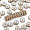 Brass Grade A Rhinestone Spacer Beads, Straight Flange, Rondelle, Silver, Light Colorado Topaz, 6mm, Hole: 1mm