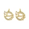 Mother's Day Brass Micro Pave Clear Cubic Zirconia Pendants, with Shell, Jump Ring, Round with Butterfly and Word Mama, Real 18K Gold Plated, 19x18x3mm, Hole: 3.5mm