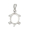 Brass Pendant Cabochon Settings, Tortoise, Platinum, 33.5x20.5x3.5mm, Hole: 7.5x4.5mm, tray: 18.5x13.5mm