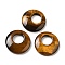 Natural Tiger Eye Pendants, Donut/Pi Disc Charms, 27.5~28x4.5~5.5mm