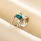 Teardrop Synthetic Turquoise Finger Rings, 304 Stainless Steel Cuff Ring for Unisex, Inner Diameter: 17mm