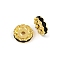 Brass Rhinestone Spacer Beads, Grade A, Wavy Edge, Golden Metal Color, Rondelle, Jet, 12x4mm, Hole: 2.5mm