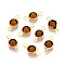 304 Stainless Steel Links connectors, with Glass, Flat Round, Golden, Sienna, 12x6x3mm, Hole: 1.5mm