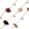 Handmade Natural Tourmaline Chip Beaded Chains, Soldered, with ABS Plastic Beads and Rack Plating Brass Findings, Long-Lasting Plated, Lead Free & Cadmium Free, with Spool, Real 18K Gold Plated, 5~10x3~6x2.5~6mm