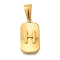 304 Stainless Steel Pendants, Rectangle with Letter Charm, Real 18K Gold Plated, Letter H, 22x12.5x4mm, Hole: 8x4mm