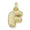 Brass Micro Pave Clear Cubic Zirconia Pendants, Real 18K Gold Plated, Letter F, 28mm, Hole: 4.8x3.5mm, Pendant: 23x16x5.5mm