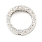 Brass Micro Pave Clear Cubic Zirconia Beads Frame, Long-Lasting Plated, Lead Free & Cadmium Free, Rings, Platinum, 12x3.5mm, Hole: 1.2mm