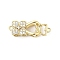 Brass Micro Pave Clear Cubic Zirconia Interlocking Clasps, Flower, Real 18K Gold Plated, 25mm
