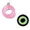 Luminous Resin Pendants, Glow in the Dark, with Platinum Plated Loop, Letter, Letter O, 24x20x5mm, Hole: 1.8mm