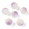 Frosted Baking Painted Crackle Glass Beads with Glitter Powder, Two Tone, Round, Medium Orchid, 6x5.5mm, Hole: 1.4mm, about 3330pcs/1000g