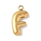 304 Stainless Steel Initial Pendants, Ion Plating(IP), Real 18K Gold Plated, Letter F, 16~18x6~18x3mm, Hole: 1.8mm